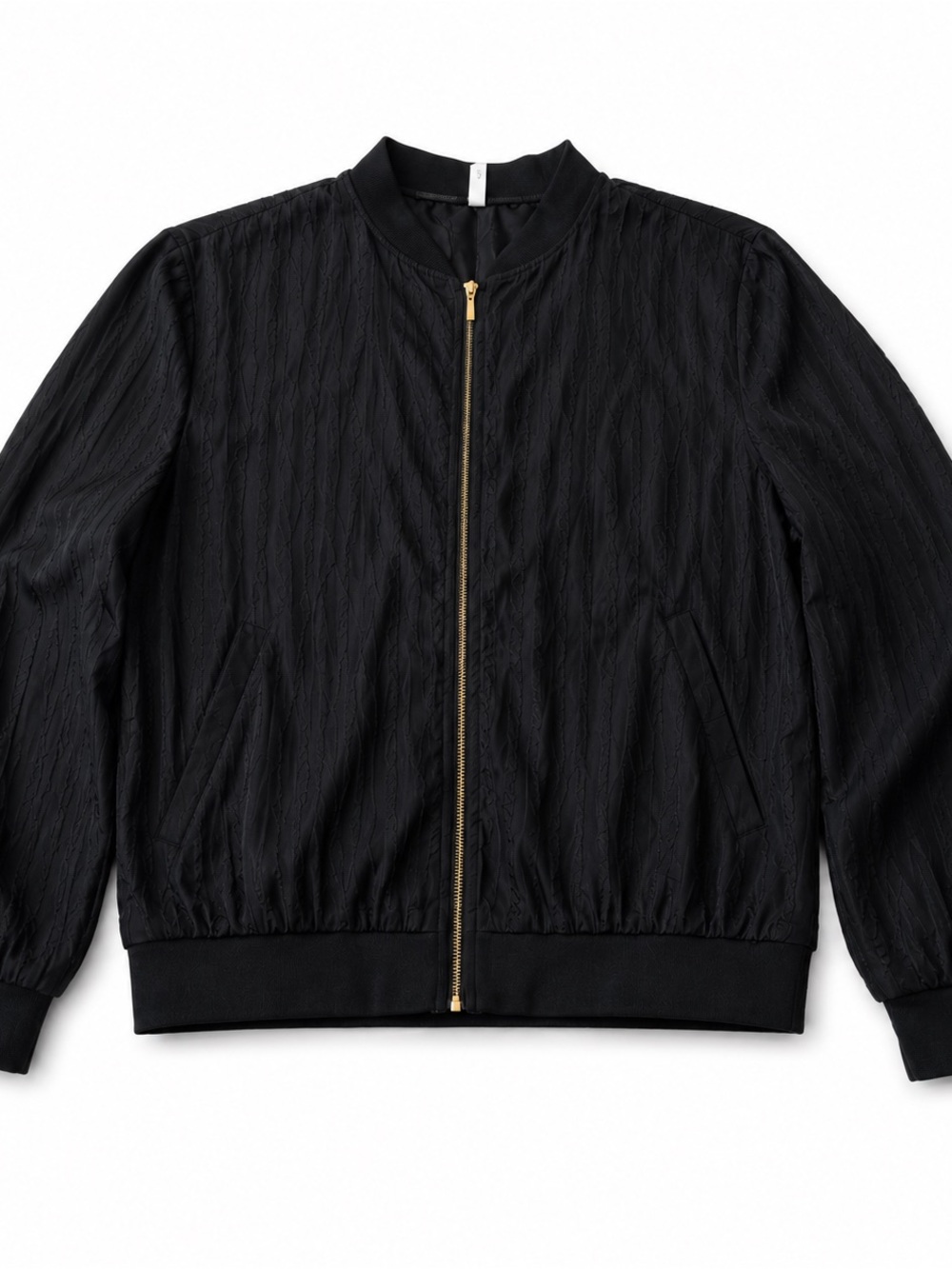 glam Black Bomber Jacket with Gold Zipper